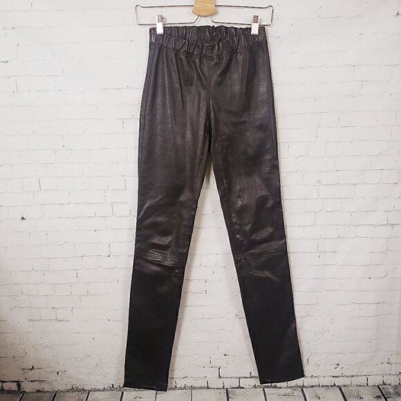 Joseph Pants - Joseph Designer 100% Lambskin Lamb Leather Pants Size FR 38 US 6 Dark Brown